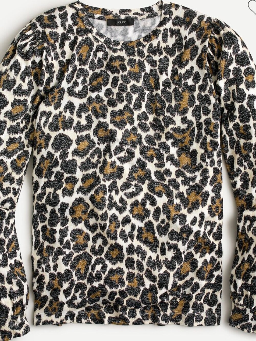 J. Crew, Size Small, Supercozy puff-sleeve pullover in leopard